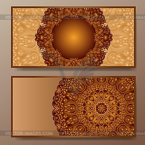 Visiting card set. Floral mandala pattern and ornaments - vector image