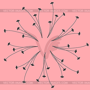 Black flowers on pink background-0 - vector clipart