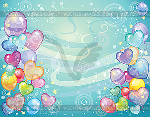 Background with balloons turquoise - vector image