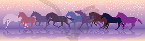 Background with horses run at gallop - vector EPS clipart