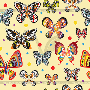 Seamless Pattern with colorful beautiful butteflyes - vector clipart