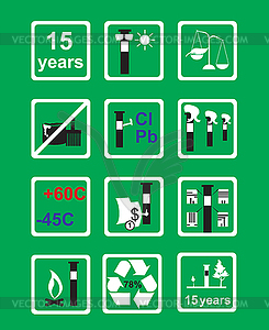 Icons Measuring device for oil pipeline on green - vector clip art