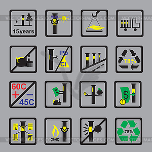 Icons Measuring device for oil pipeline on grey - stock vector clipart