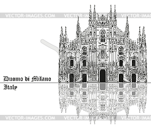 Milan Cathedral in Italy with shadow - vector clipart