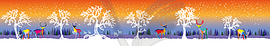 Long winter forest with deers and trees - vector clipart