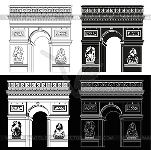 Triumphal Arch in black and white - vector image