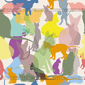 Seamless pattern with colorful cats - vector clipart