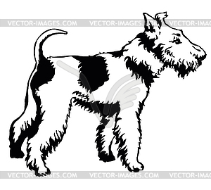 Decorative standing portrait of dog Fox Terrier, - vector clip art