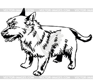 Decorative standing portrait of dog Norwich - vector image