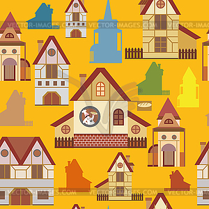 Seamless pattern with houses - vector clip art