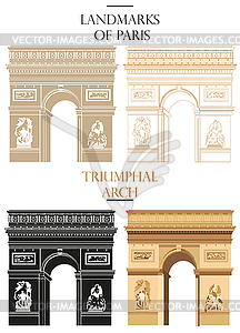 Set of Triumphal arch (Landmark of Paris) - stock vector clipart