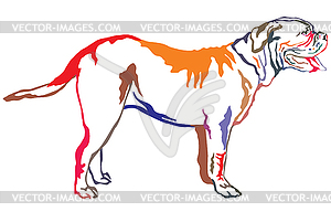 Colorful decorative standing portrait of dog Dogue - vector clip art