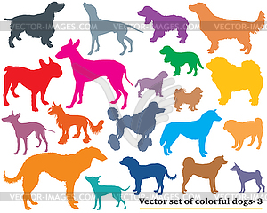 Set of colorful dogs silhouettes- - vector image