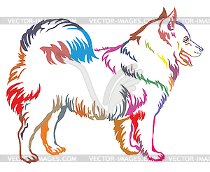 Colorful decorative standing portrait of dog Samoye - vector image