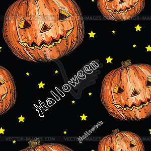 Seamless pattern with Halloween pumpkin - vector clipart