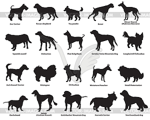 Набор собак силуэты- - векторный графический клипарт