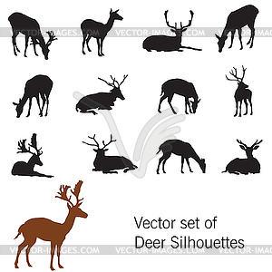 Set of deer silhouettes - vector EPS clipart
