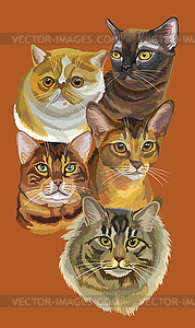 Postcard with cats- - vector clipart