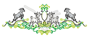 Ornament with goats - color vector clipart