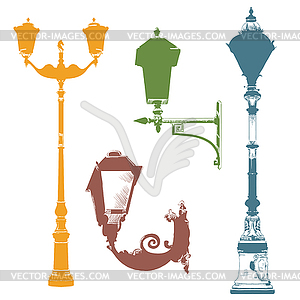 Set of colorful street lanterns- - vector clip art