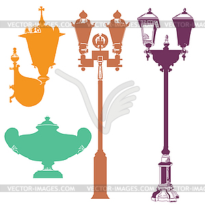 Set of colorful street lanterns- - color vector clipart