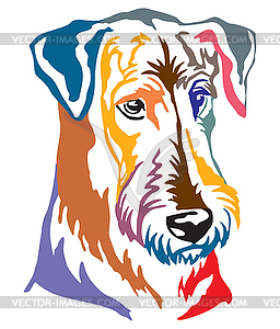 Colorful decorative portrait of Dog Airedale Terrie - vector clipart / vector image