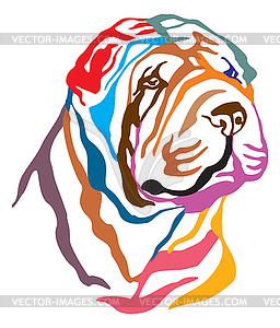 Colorful decorative portrait of Dog Shar Pei - vector clip art