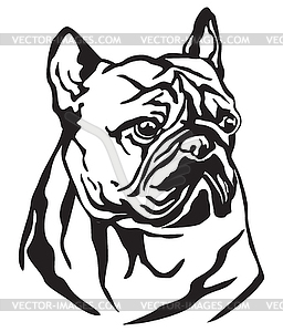 Decorative portrait of Dog French Bulldog - white & black vector clipart