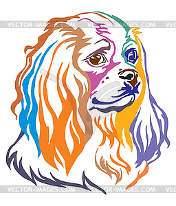 Colorful decorative portrait of Dog Cavalier King - vector clip art