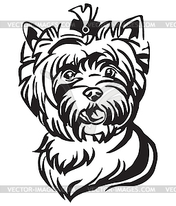 Декоративный портрет собаки Йоркширский терьер - клипарт