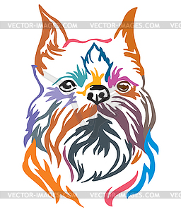 Красочный декоративный портрет собаки Брюссель Griffo - векторный рисунок