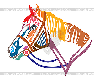 Colorful decorative portrait of horse in profile - vector clip art