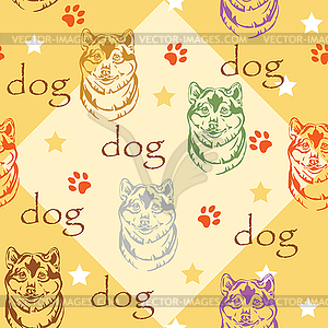 Seamless pattern with dog - vector image