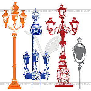 Set of colorful street lanterns- - vector clipart