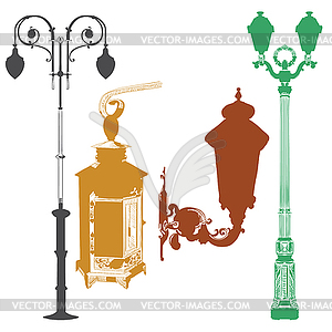 Set of colorful street lanterns-10 - vector EPS clipart