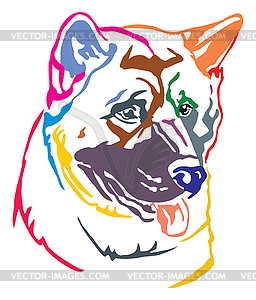 Colorful decorative portrait of Dog American akita - vector EPS clipart