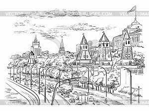 Hand drawing Moscow- - stock vector clipart