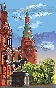 Colorful hand drawing Moscow- - vector image