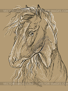 Портрет лошади-13 на коричневом фоне - клипарт в векторе