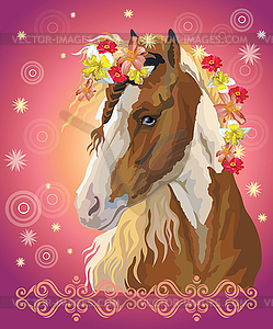 Horse portrait with flowers16 - vector image