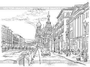 Hand drawing ST Petersburg  - vector image