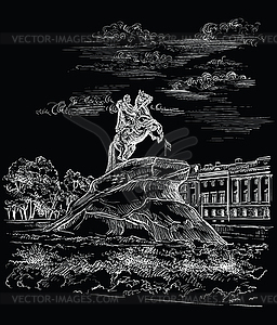 Black hand drawing ST Petersburg  - vector image