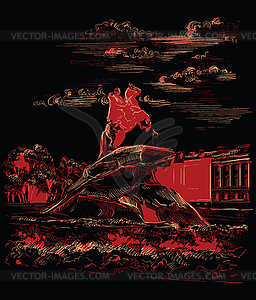 Черно-красная рука рисунок Санкт-Петербург - изображение векторного клипарта