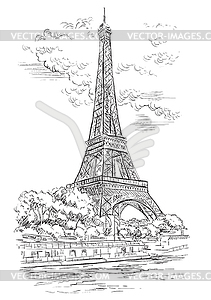 Рука рисунок Париж - векторный клипарт / векторное изображение