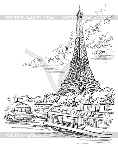 Рука рисунок Париж - векторная иллюстрация