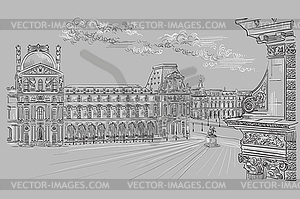 Grey hand drawing Paris 10 - vector image