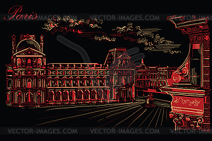 Black and red hand drawing Paris 10 - vector clipart