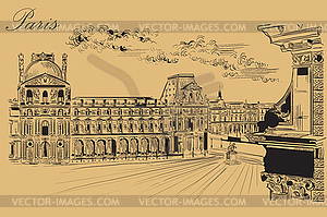 Beige hand drawing Paris 10 - vector clipart