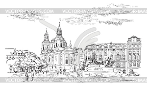 Hand drawing Prague  - vector image