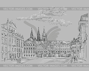 Серая рука рисунок Прага - изображение векторного клипарта